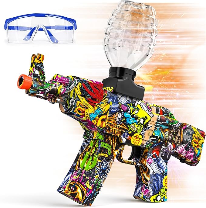 Anstoy Splat Gun Electric with Gel Ball Blaster AEG AKM-47 Splatter Ball Blaster for Outdoor Activities-Fighting Shooting Team Game Ages 14+(Halloween)