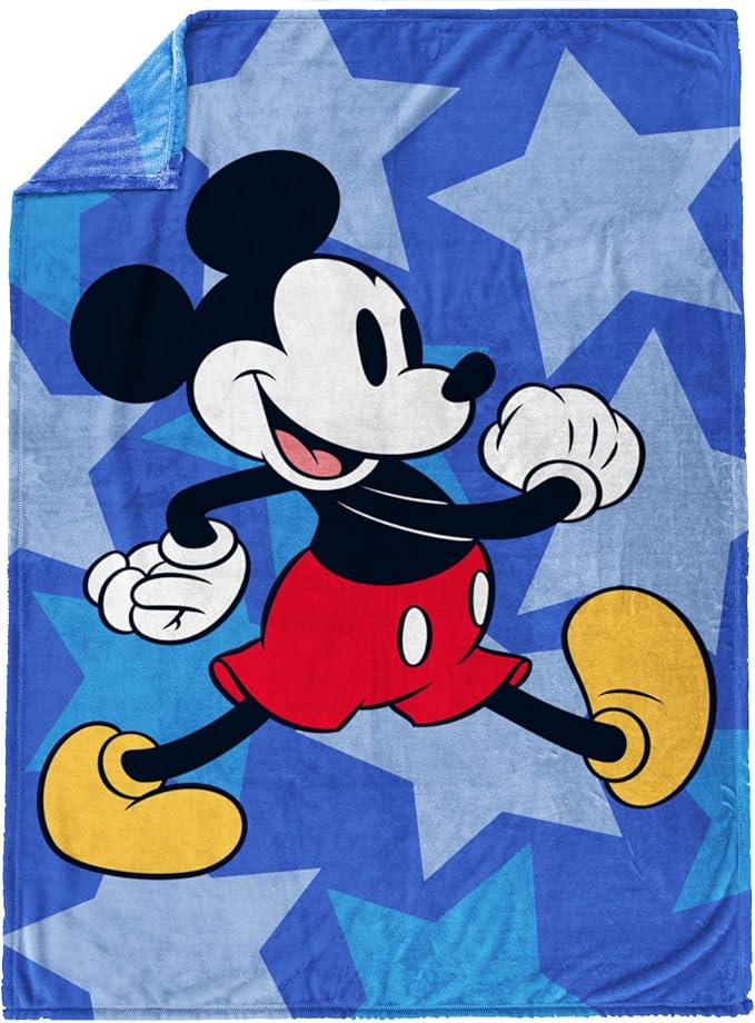 Jay Franco Kids Plush Throw Blanket – Soft & Cozy Fleece Throw for Bedroom & Couch Décor, Official Licensed Product, Blue - Mickey Mouse, 60x90 - Large Blanket