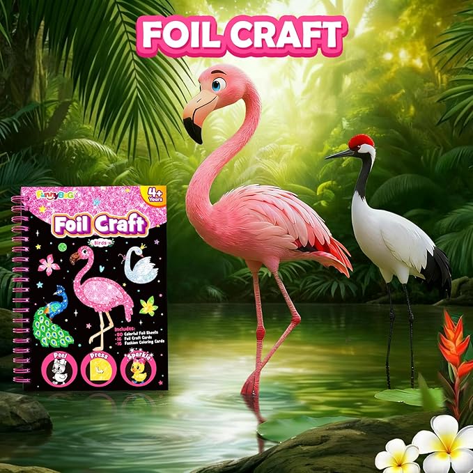 FUNNYB&G Foil Art Crafts for Kids Ages 4-8: Valentines Crafts for Kids 2026,Birthday Gift for Girls,Art and Crafts Supplies,Party Favors,Creative Toys for Girls Boys 4 5 6 7 8 9 Years Old(Birds)