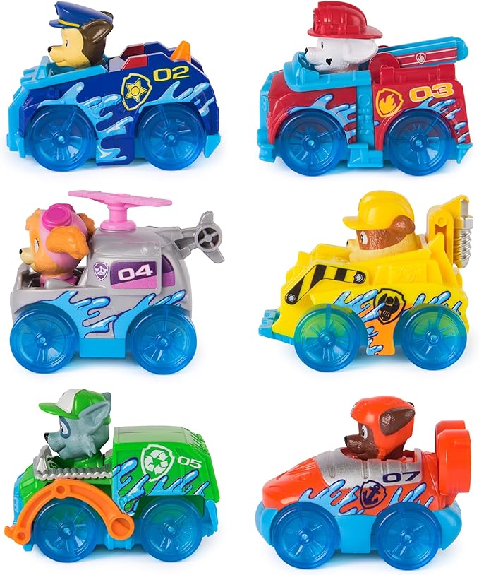 PAW Patrol Pup Squad Racers, 6-Pack of PAW Patrol Vehicles with Chase, Marshall, Skye, Rubble, Rocky, & Zuma, Kids Toys for Boys & Girls Ages 3 and Up