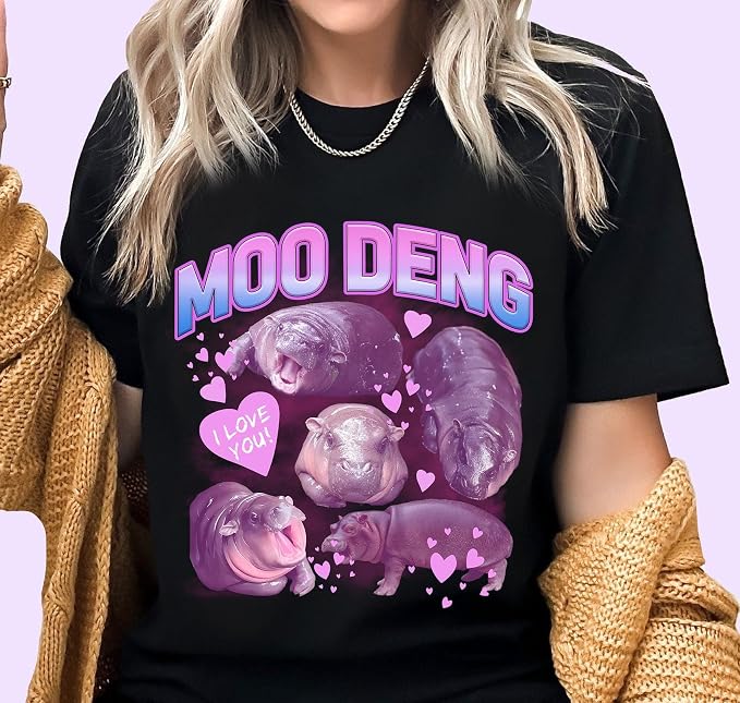 YOUNG GREEN Moo Deng Cute Sweatshirt Moo Deng Bouncy Pig T-Shirt The Cute Baby Hippo Sweatshirt Gift For Womens