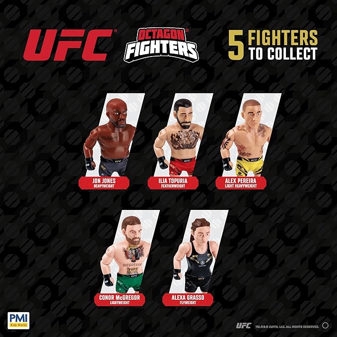 UFC 4.5-Inch Articulated Action Figure – Jon Jones with Accessories | Official UFC Collectible by PMI | 1 Pack Window Box | 4 Fighters to Collect