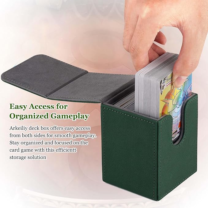Arkeiliy MTG Deck Box with 50 Pcs Card Sleeve, 110+ Card Storage Leather Deck Box for Magic Commander, Collectible Trading Card Cases (4 Pack III)