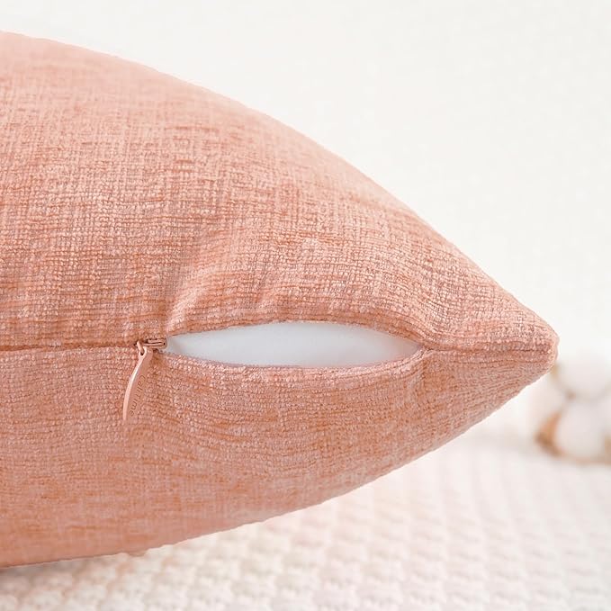 CaliTime Decorative Couch Throw Pillow Covers 24 X 24 Inches Dusty Pink | Pack of 2, Cozy Chenille Cushion Cases for Sofa Bed Living Room Farmhouse Home