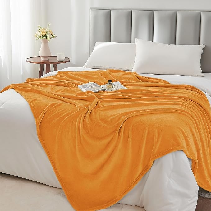 BEDELITE Fleece Blanket Soft Fall Twin Size Blanket Burnt Orange 60"x80" | Ultra Soft Fleece, Plush Microfiber, Lightweight Warmth, Fall Decor, Fade Resistant, Machine Washable, Couch Sofa Bed