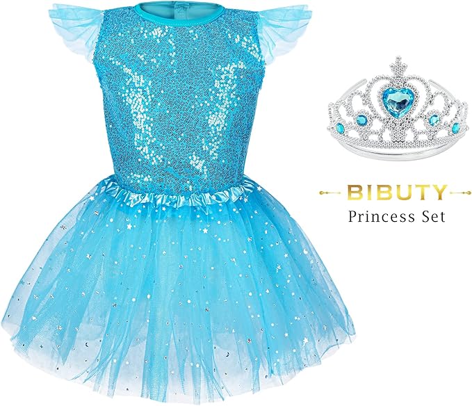 Kids Princess Dress Up Clothes for Toddler Girls, Pretend Play & Dress Up Kids Princess Costume Set with Princess Dresses Crown for Little Girls, Princess Toys Gifts for 3-6 Toddler Girls