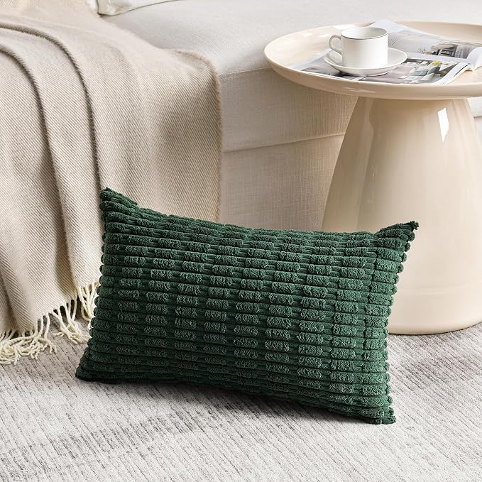 Fancy Homi 4 Packs Decorative Throw Pillow Covers for Living Room Couch Bed, Modern Farmhouse Boho Home Décor Accent Cushion Case, 20" x 12", Green Series