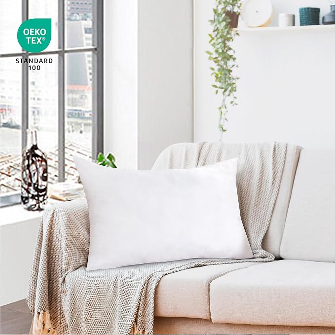 ROYALE LINENS 14 x 20 Pillow Insert - Down Alternative Throw Pillows Insert - Rectangle Pillow Pack of 1 White - Bed & Couch Pillows - Inner Cushion for Bed, Cushion for Living Room - Shams Stuffer