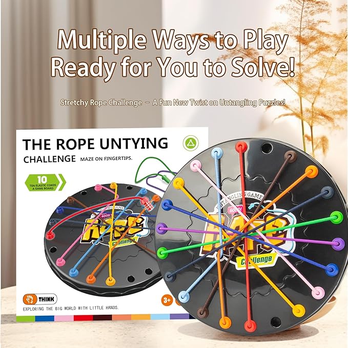 Rope Untangling Puzzle Game, Mini Travel Size Educational Strategy Board Game for Kids & Adults, Family Travel Party Games with Multi-Level Challenges, Gifts for All Ages（Mini）