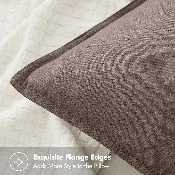 MIULEE Decorative Linen Euro Sham Pillow Covers 24x24 Malt Ball | Boho Farmhouse Fall Autumn Couch Throw Pillows for Bed, Pack of 2 Accent Modern Pillowcases, Sofa Livingroom Home Decor