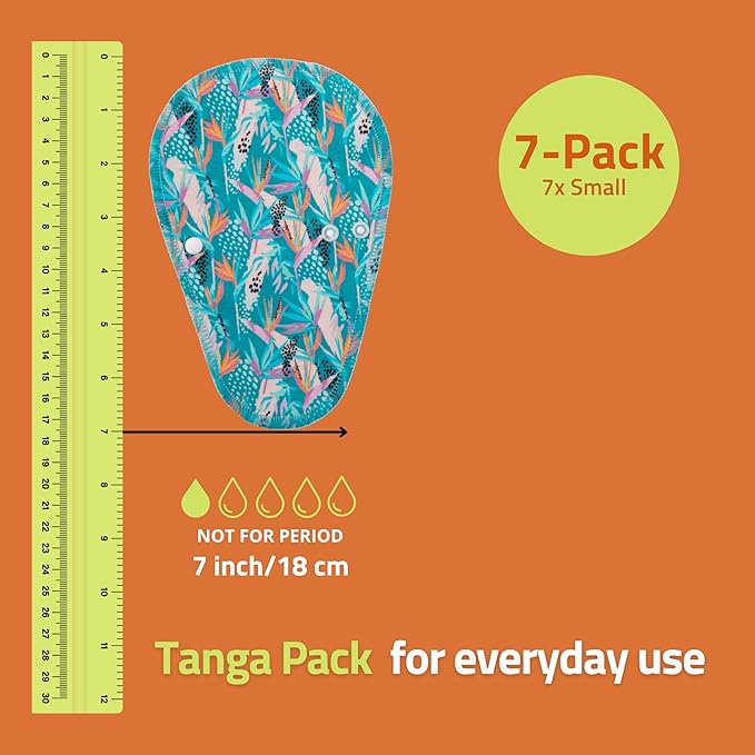 Organic Cotton Reusable Panty Liners for Women & Teens (Thong 7-Pack) – 100% Breathable & High-Temp Washable Cloth Panty Liners for Vaginal Discharge only – Gentle on Skin, Stay Fresh & Dry Daily
