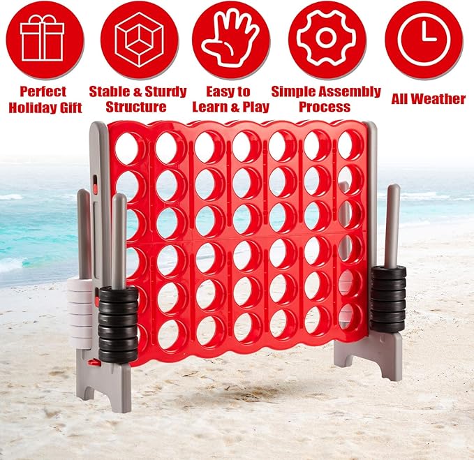 Costzon Giant 4-in-A-Row, Jumbo 4-to-Score Giant Games for Kids & Adults, Indoor Outdoor Party Family Connect Plastic Game, 4 Feet Wide by 3.5 Feet Tall with Carrying Bag
