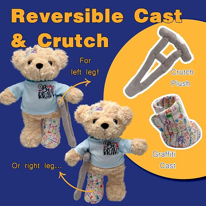 2-Pack Get Well Soon Bears - Broken Arm & Leg Plush Stuffed Animals in Hospital Gowns | Recovery Gift Set for Kids, Toddlers, Boys & Girls | Super Soft Plush with Safety Certified Get Well Gifts
