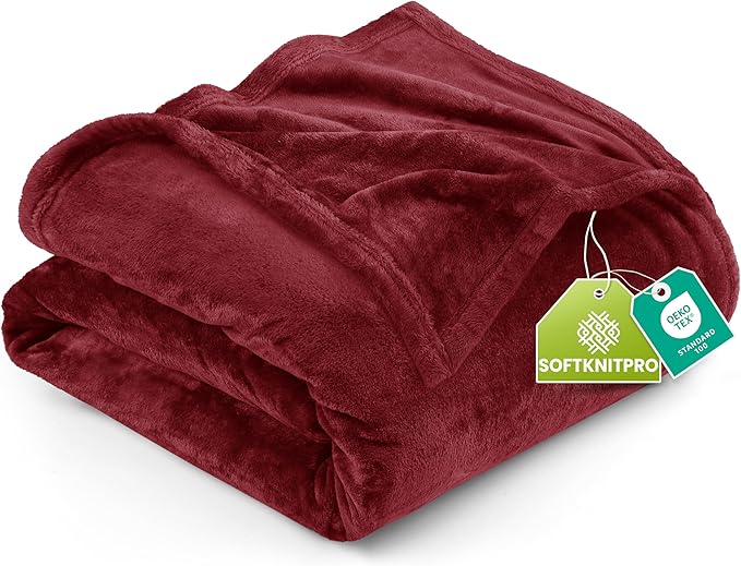 Utopia Bedding Soft Fleece Bed Blanket Twin Size Burgundy (60x80 Inch) | Microfiber Plush Warm Lightweight Breathable Cozy Blanket Anti-Static, All Season Use, Gift for Women and Men