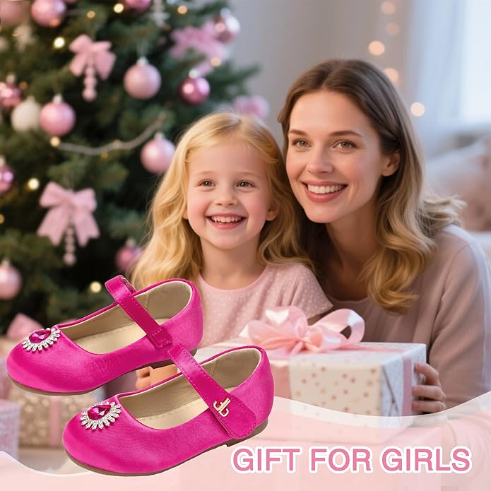 THEE BRON Mary Jane Ballet Flats - Girls' Dress Shoes with Hook & Loop Closure