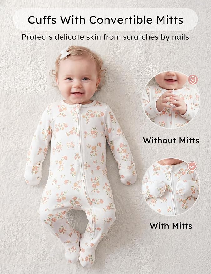 Yoofoss Baby Pajamas 100% Organic Cotton Baby Sleepers for Newborn 0-3 3-6 6-9 Months Boys Girl Clothes 3pcs Footed PJs