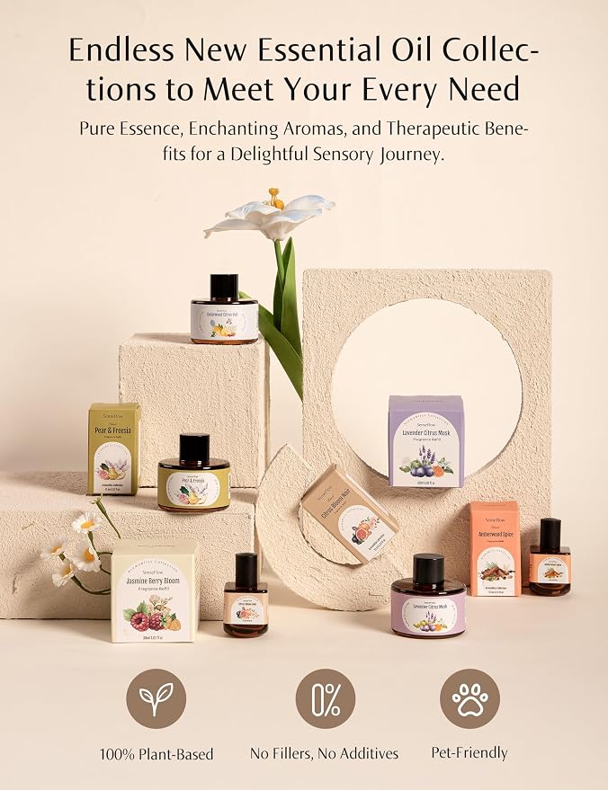 Essential Oil Refill 1.02oz/30ml - Free SF101 Waterless Aromatherapy Diffuser, Covers 1000 Sq Ft, 120-Day Natural Scent,Azure Woods