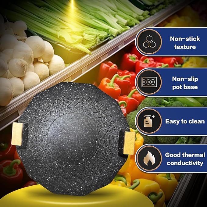 Portable Korean BBQ Pan - Non-stick Suitable for indoor and outdoor use (Black)
