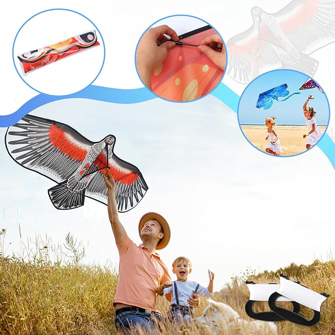 Leitee 6 Pack Large Kite for Kids and Adults Butterfly Kite for Kids Age 4-8-12 Dragonfly Owl Parrot Eagle Goldfish Teens Toy Easy to Fly for Game Beach Outdoor Activities Gifts(Cute Style)