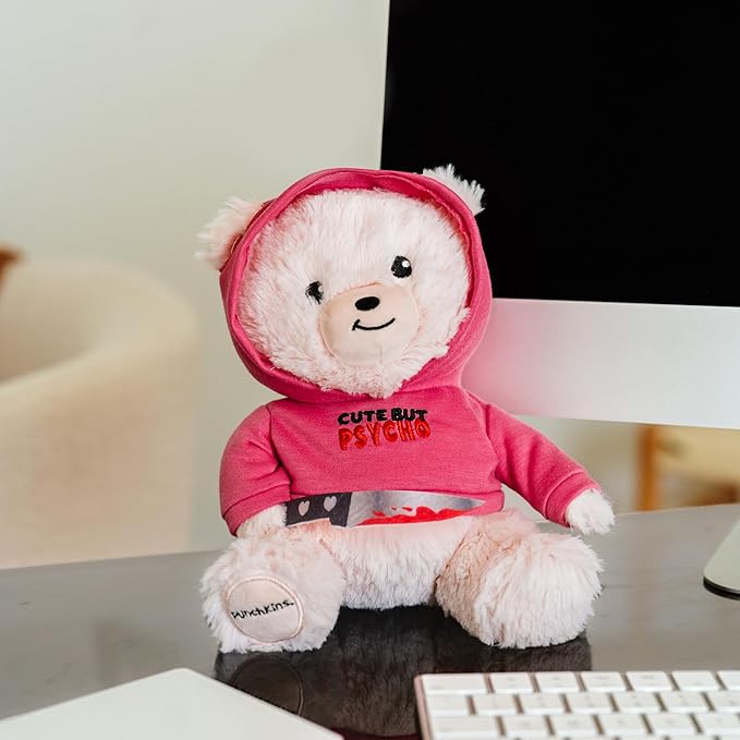 Teddy Bear Plushie - Cute but Psycho Sassy Stuffed Bear, Cute Teddy Bear Toy for Gifting