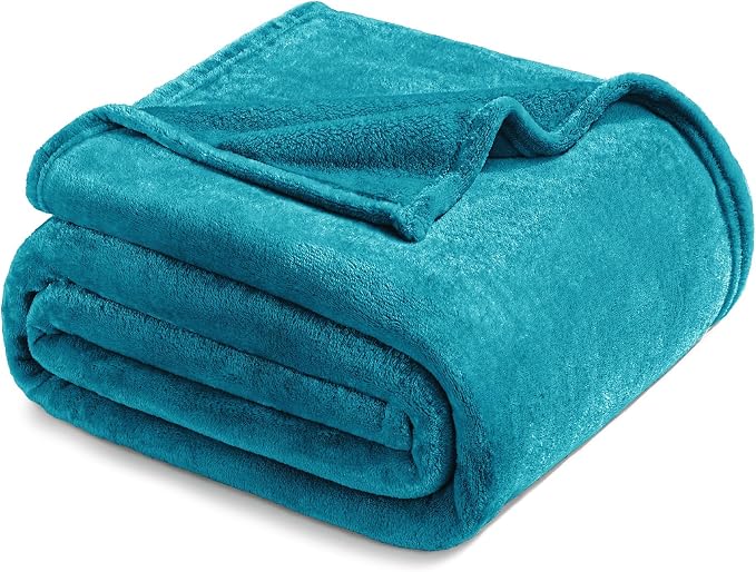Exclusivo Mezcla Soft Fleece Throw Blanket for Couch, Teal | 50x60 Inches, Double-Sided Brushed Flannel, Lightweight Plush Cozy Blanket for Home Decor, All Season, Machine Washable