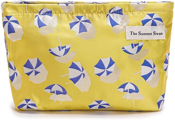Summer Swan | Large Floral Mid-day Clutch | Period Kit & Hygiene Skincare Bag (Umbrella Yellow)