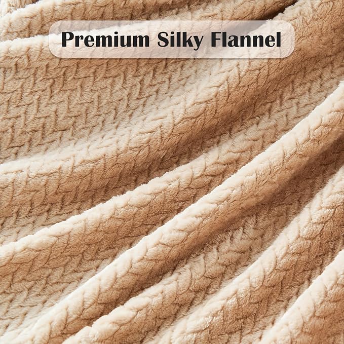 NEWCOSPLAY Fleece Leaves Pattern Throw Blanket, Brown, 50"x60" | Super Soft Throw Blanket, Lightweight Cozy Bed Sofa Blanket, Premium Silky Flannel Fleece, Travel Blanket for All Season Use