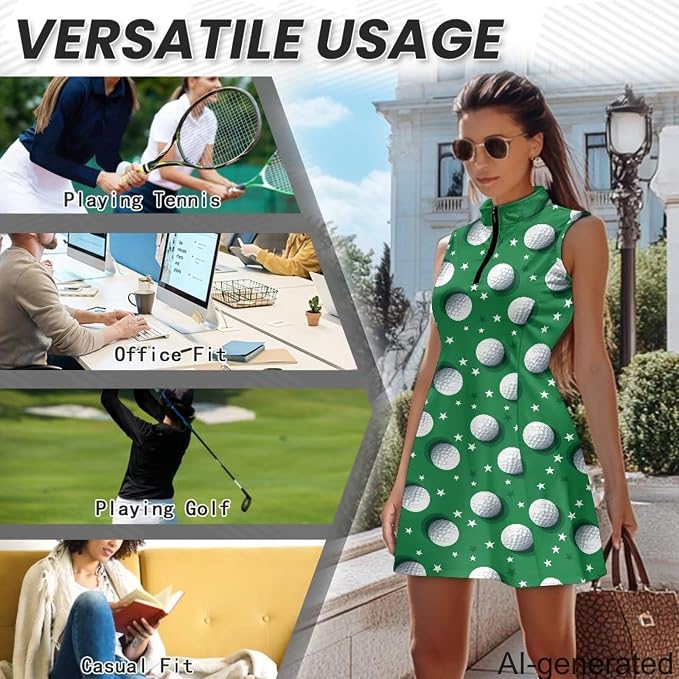 Golf Dress Tennis Dresses for Women with Built in Shorts and Pockets Sleeveless Athletic Dress Workout Dress