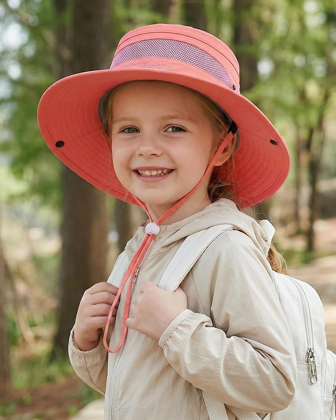 HONGTEYA Kids Sun Hat UPF 50+ Toddler Summer Bucket Hat Outdoor Fishing Safari for Boys Girls Age 2-13 Years