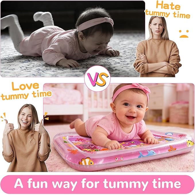 Tummy Time Water Mat for Girl, Baby Girl Toys for 0, 3, 6, 9, 12 Months, Baby Girl Gifts, Develop Sensory Toys Kids' Indoor Climbers & Play Structures