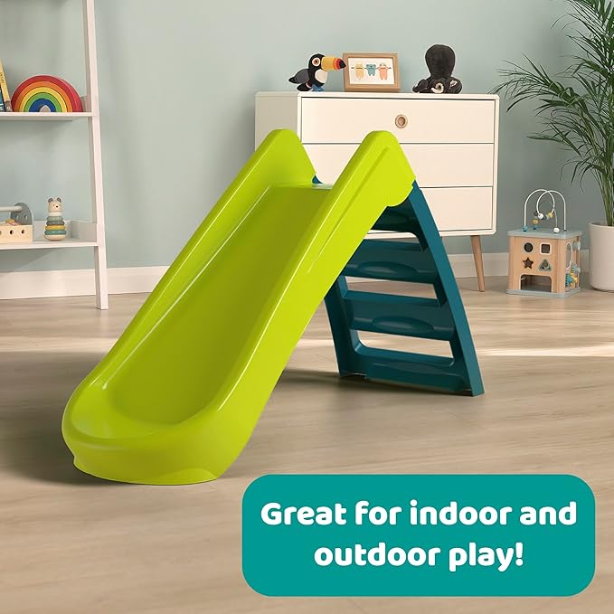 Fun N Fold Slide for Kids – Indoor or Outdoor Playset with Wide Steps and Smooth Sliding Surface for Safe Active Play – Lightweight Portable Activity Toy for Boys and Girls, Ages 18 Months+
