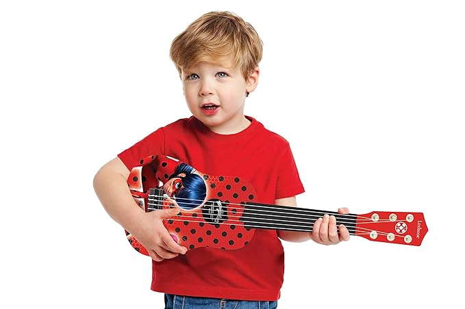 Lexibook Miraculous Ladybug, My First Guitar for Children, 6 Nylon Strings, 21’’ Long, Guide Included, Red/Black, K200MI
