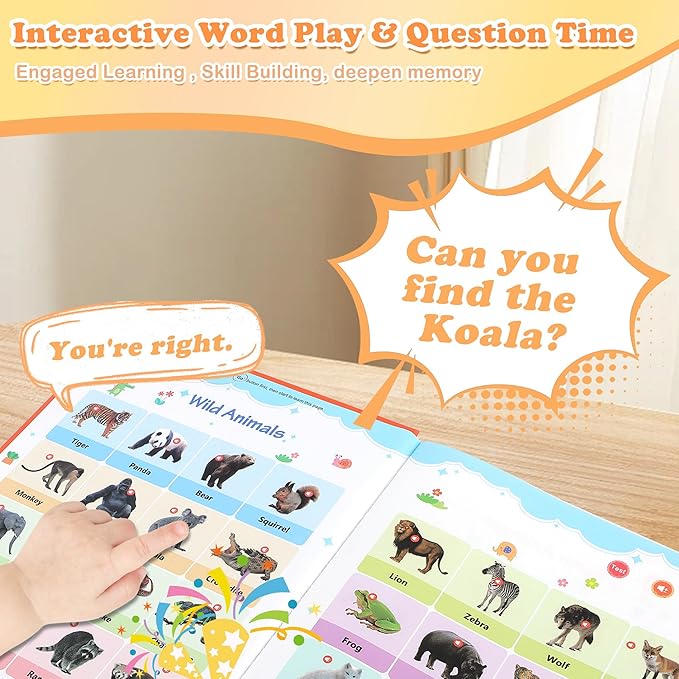 First English Words Sound Book, Total 470+ Sounds, 21 Themes, My First English Sound Toy, Interactive Sound Books Kids Learning Toys, Educational Toys Birthday Gift for Toddlers Kids Age 3 4 5 6