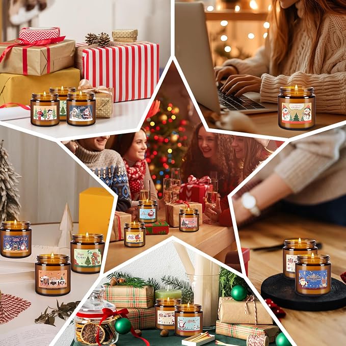24 Pack Christmas Scented Candle Gift Set, Jar Candle Set (3.5 oz) | Premium Natural Soy Wax Candle,Clean-Burning & Long-Lasting,The Ultimate Christmas Gift & Holiday Decor