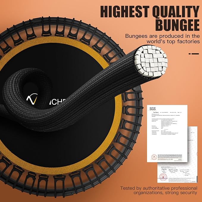 ANCHEER 40" Foldable Rebounder Trampoline for Adults/Kids with Resistance Bands and Bungees, Indoor & Outdoor Mini Trampoline with Bar and Safety Padding - Max Load 330lbs (Orange)