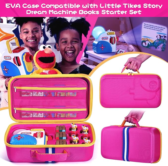 Hard Shell Case for Little Tikes Story Dream Machine Books Starter Set, Many Story Collection, Storytime/Little Golden Book Toys Storage Travel Bag (Rose Pink, Large)