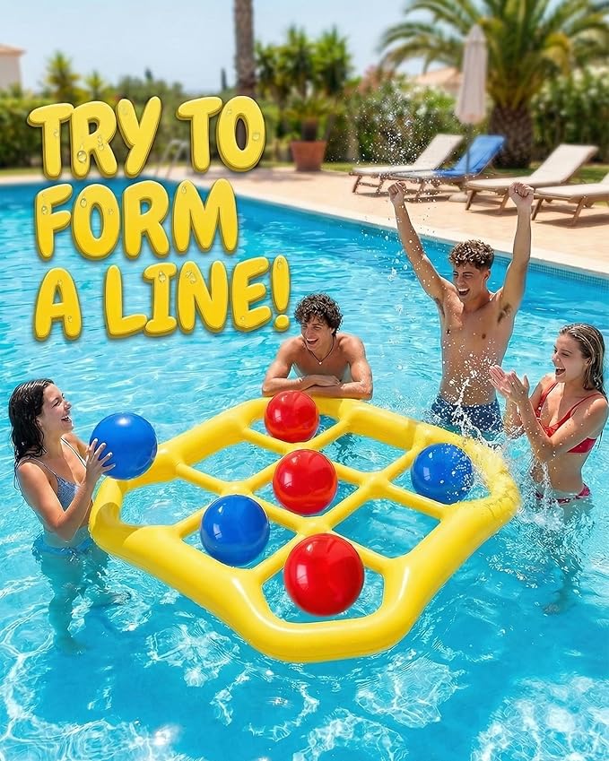 Pool Toy Set for Kids, Tic-Tac-Toe Pool Floats Fun Toy Kit for Adults Teens, Water Fun Pool Game Accessories for Outdoor Party, Summer Pool Inflatables Stuff
