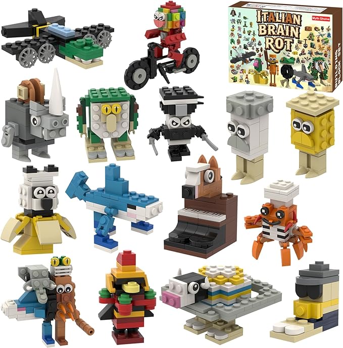 Italian Brain Rot Unique Cartoon Characters Building Blocks 16 in 1 Educational & Entertaining Gift Idea for Kids Teens & Adults