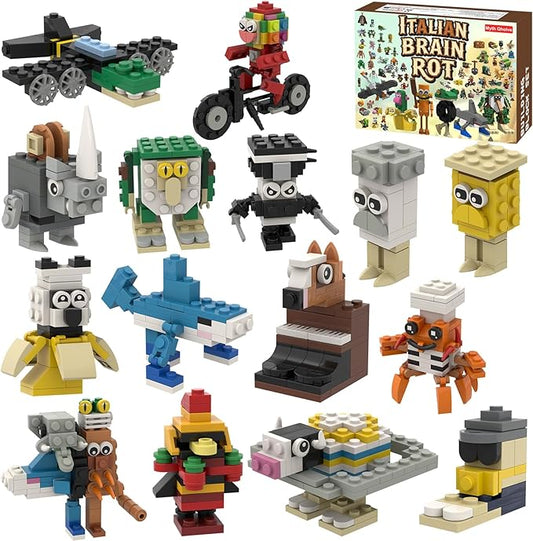 Italian Brain Rot Unique Cartoon Characters Building Blocks 16 in 1 Educational & Entertaining Gift Idea for Kids Teens & Adults