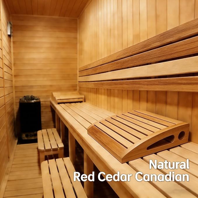 Cedar Sauna Headrest Pillow, Wooden Headrest for Inside Sauna, Heat Resistant Sauna Pillow/Log Pillow, Sauna Neck Pillow for Indoor Outdoor Infrared Sauna, 14.96*13.39*3.15 In - Sauna Accessories