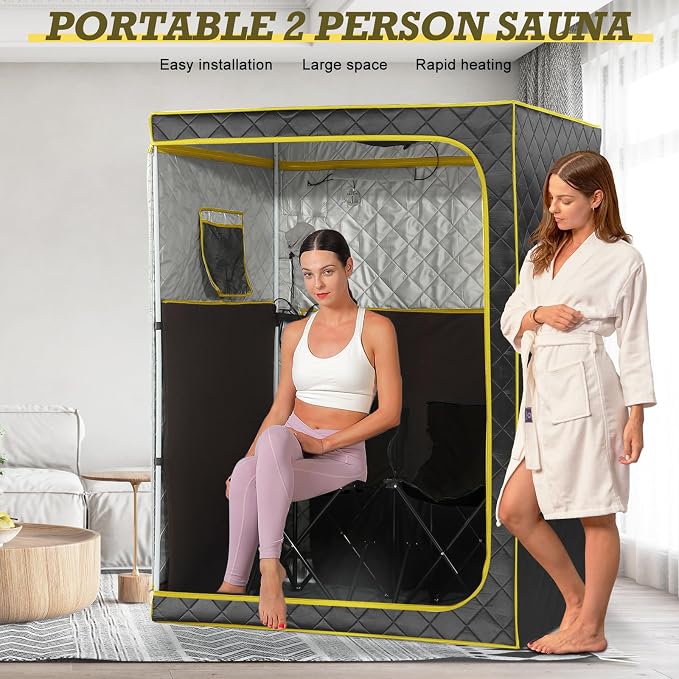 Portable 1-2 Personl Infrared Saunas for Home, Full Spectrum Infrared Sauna, Full Size Large Space Spa, 2 Portable Upgrade Chair, Oversize Full Body Home Sauna Spa for Relaxation & Detox