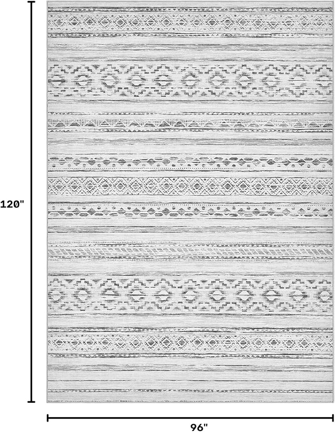 cotiled 8x10 Area Rugs Living Room Rug: Washable Boho Rugs with Non Slip Backing Large Soft Indoor Stain Resistant Carpet for Bedroom Farmhouse Dining Room Lightweight Home Decor Cream Grey