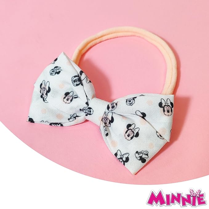 LUV HER Disney Minnie Mouse Headband Bows – Soft Elastic Hair Accessories for Newborn & Baby Girls, Colorful Printed Headbands