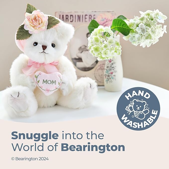 Bearington Mommy Tenderheart White Stuffed Bear, 10 Inch Mother Teddy Bear - Baby Stuffed Animals
