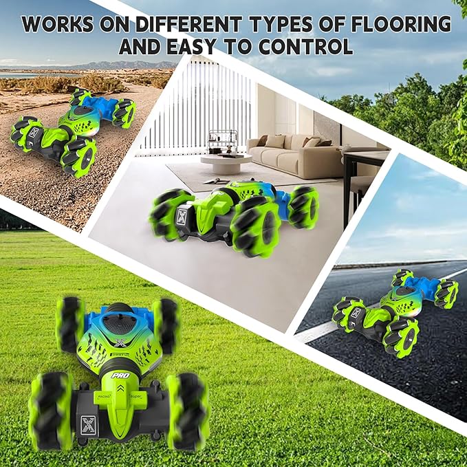 Remote Control Car - RC Drift Car for Boys Age 8-12, Gesture Sensing RC Stunt Cars 4WD Hot Wheels Cars Toy for Kids 4 5 6 7 8 9 10 Year Old Boy Birthday (Green)