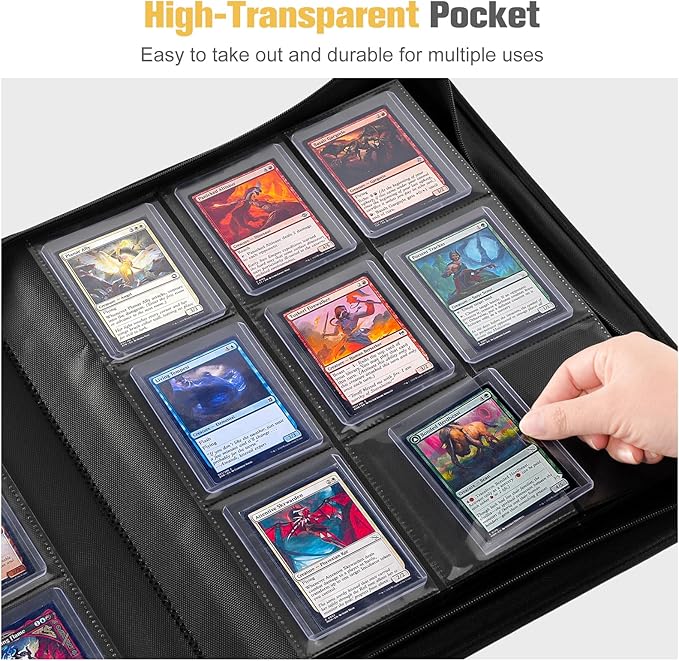 ProCase Top Loader Binder, 9 Pocket Holds 324 Toploaders, Waterproof PU Leather with Non-PVC Pockets for Trading Cards or Sports Cards, Compatible with TCG, MTG in 3"x4" Toploader -Yellow