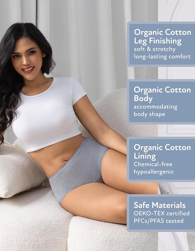 Goat Union Organic Cotton Boyleg Period Underwear for Women & Teens - Moderate Absorbency Period Panty