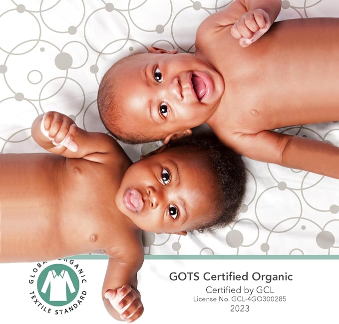 100% Organic Cotton Fitted Sheets for Graco Pack n Play, Babyletto, Pamo Babe, Hiccapop, Dream on Me, Evenflo, Baby Trend, Hygge Hush Portable/Mini Crib/Playards, Beka Bedside Bassinet 2 Pk