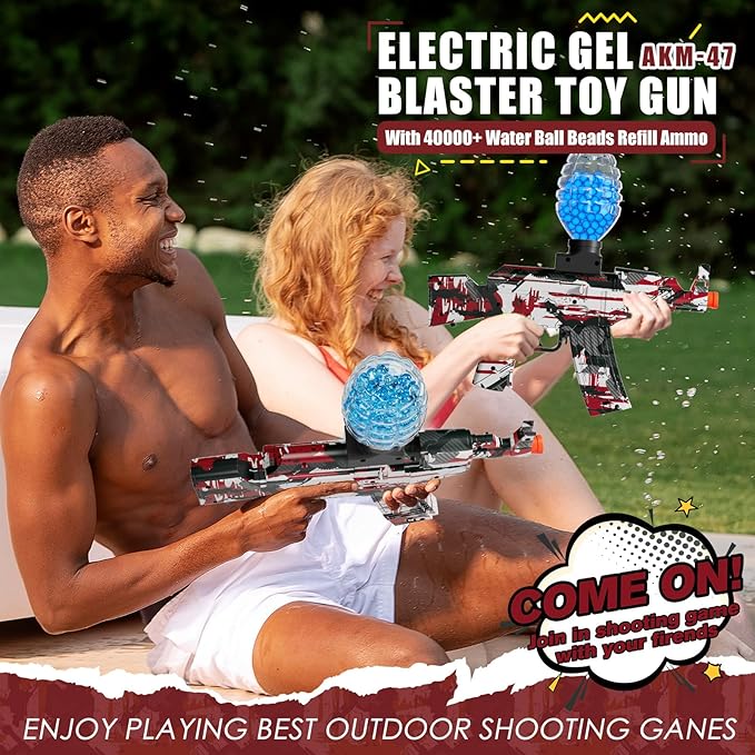 Gel Ball Blaster, Automatic Electric Splat Gun with Orby Gel Balls, Splatter Ball Blaster Toy for Outdoor Shooting Games, Backyard Fun, Birthday for Teens Ages 14+, Red