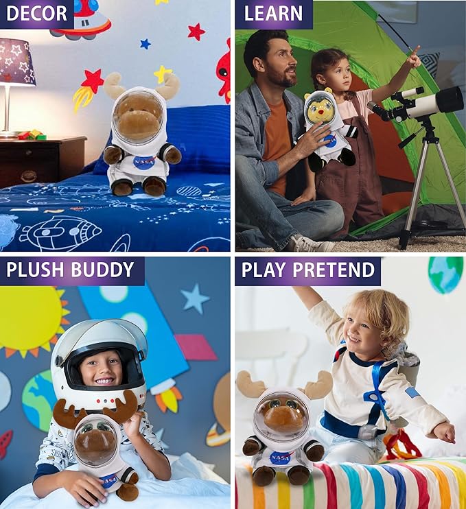 DolliBu Astronaut Dress Up Set for Teddy Bear Plush Toy - Astronaut Stuffed Animal Costume Outfit with Jacket, Helmet with Holes, and Pants, Create NASA Space Toys for Kids with Dress Up Set - Small